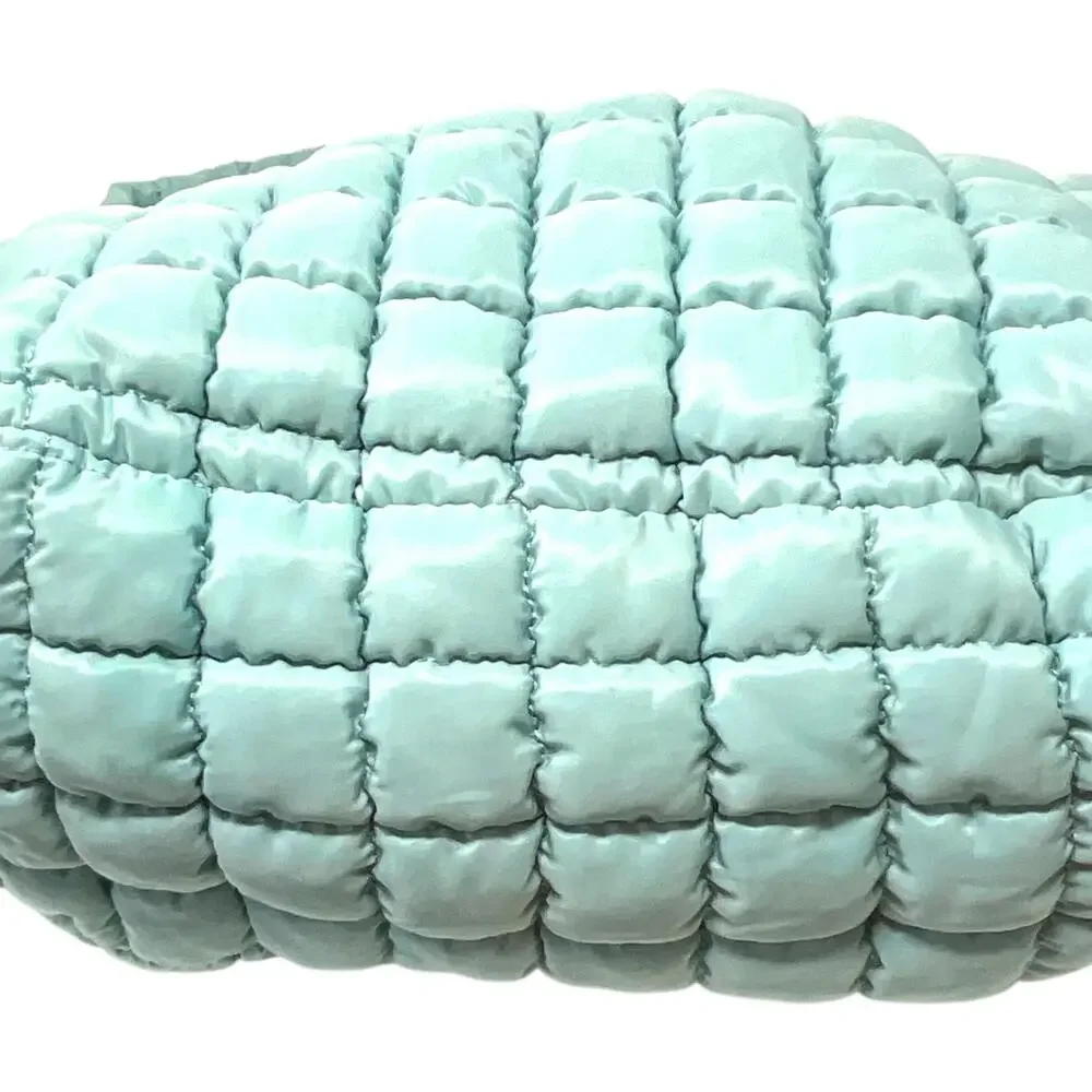 Free People FP Movement Quilted Carryall Hobo Bag Womens Large Mint Pockets